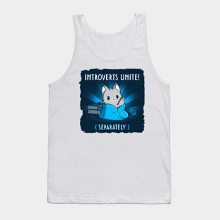 Cute Funny Introvert Social Distancing Cat Sarcastic Humor Quote - Animal Lover Tank Top